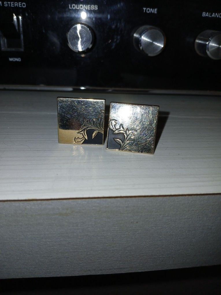 Black And Gold Tone Swank Cufflinks
