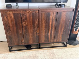 Two Dark Wood Cabinets