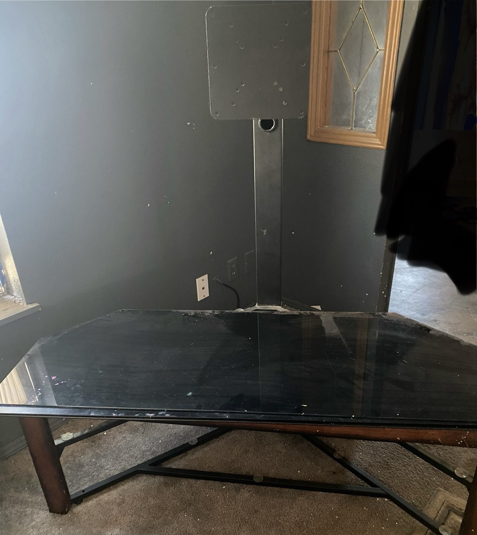 Three Tear Glass Tv Stand Good Shape Has All The Glass And Mount If You Wanted To Mount Your Tv On I Just Sat Mine On It