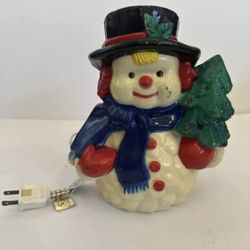Vintage Mini Blow Mold Snowman Light Up Holiday Christmas Decoration -TESTED