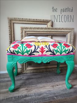 Refurbished French Provincial Upholstered Ottoman Bench