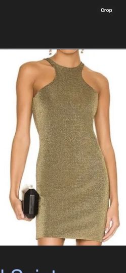 women’s sz:8 allsaints $200 dressy tank mini gold nora dress w full zip back  