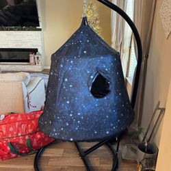 AthLike X-Shaped Hanging Tree Tent w/Swing Chair,Hammock Chair Stand Canopy w/Steel Frame,Indoor Outdoor Egg Basket Patio Seat w/Adjustable Solid Stan