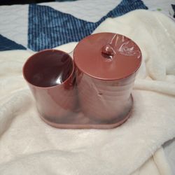 Brown bathroom jar organizers
