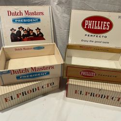 Lot of 4 cigar boxes Dutch Masters President El Producto Phillies Producto 
