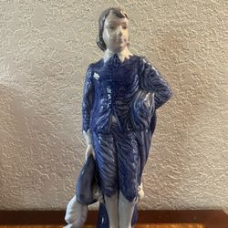 Vintage Holland Mold Blue Boy Ceramic Figurine Statue 12 Inch Tall