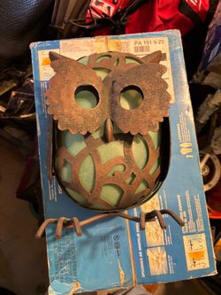Metal owl lantern for candle