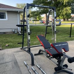 Smith Machine With Bench And Olympic Bars