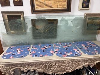 Vintage Frosted Glass Ocean Wave Panel
