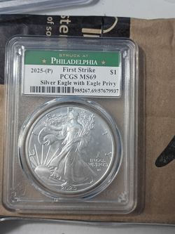 2025 PCGS MS 69 silver eagle with eagle privy