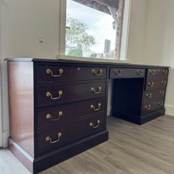 Office Desk And 2 Beautiful Red Velvet Chairs