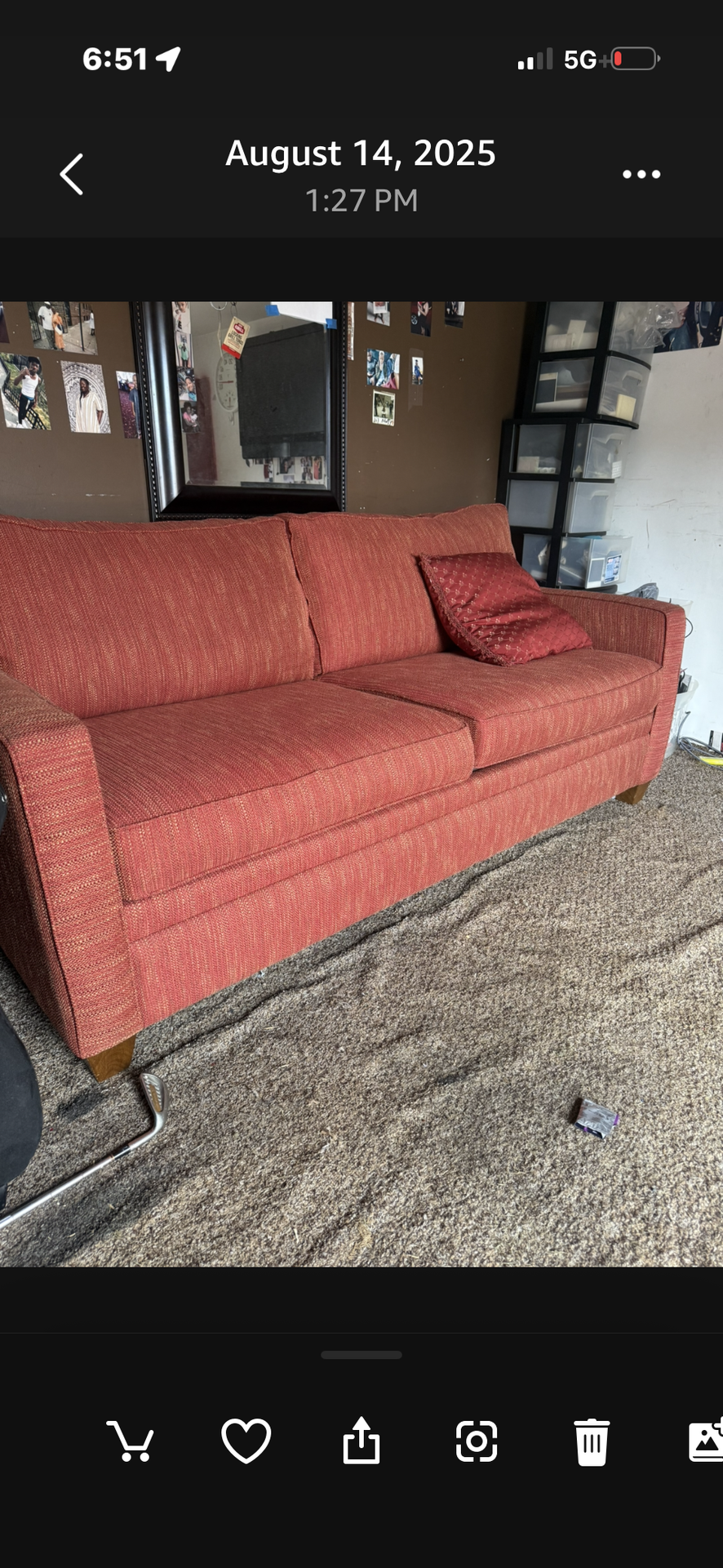 Orange couch like new 125