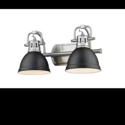 Golden Lighting Duncan 2 Light Bath Vanity, Pewter/Matte Black - 3602-BA2PW-BLK