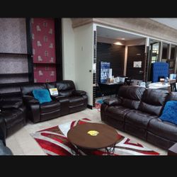 *June Sale Event!!!*---Sleek Madrid Brown Leather Reclining Sets---Delivery And Financing Available👌