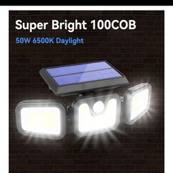 Solar Outdoor Lights, Motion Sensor Outdoor Lights, 50W 100COB IP65 Waterproof Adjustable Solar Security Lights, CANMEIJIA Solar Flood Lights Outdoor