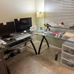 Glass L-Shaped Desk