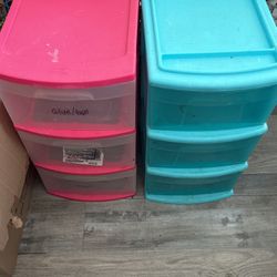 4 Plastic Three Drawer Storage 