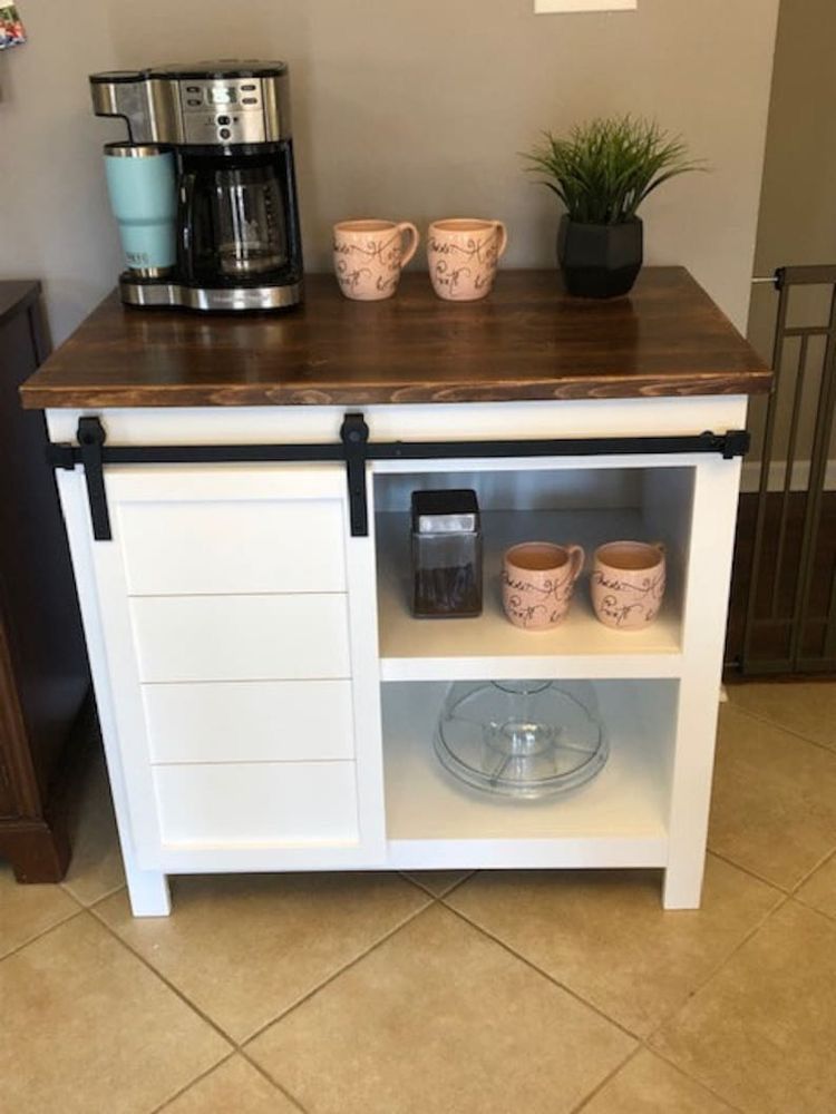 Custom built Wine Rack Cabinet Sideboard Buffet Coffee Hutch Hand Built Hutch Farmhouse farm house Carpenter Floating shelf faux Beam