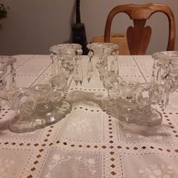  A PAIR OF REALLY NICE  HEAVY Glass  CANDLE HOLDERS  Each One HOLDS 3 CANDLE 