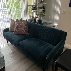 Teal Velvet Sofa