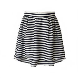 H&M Navy and White Striped Skater Skirt