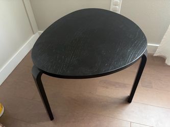 Black Round Wood Side Table