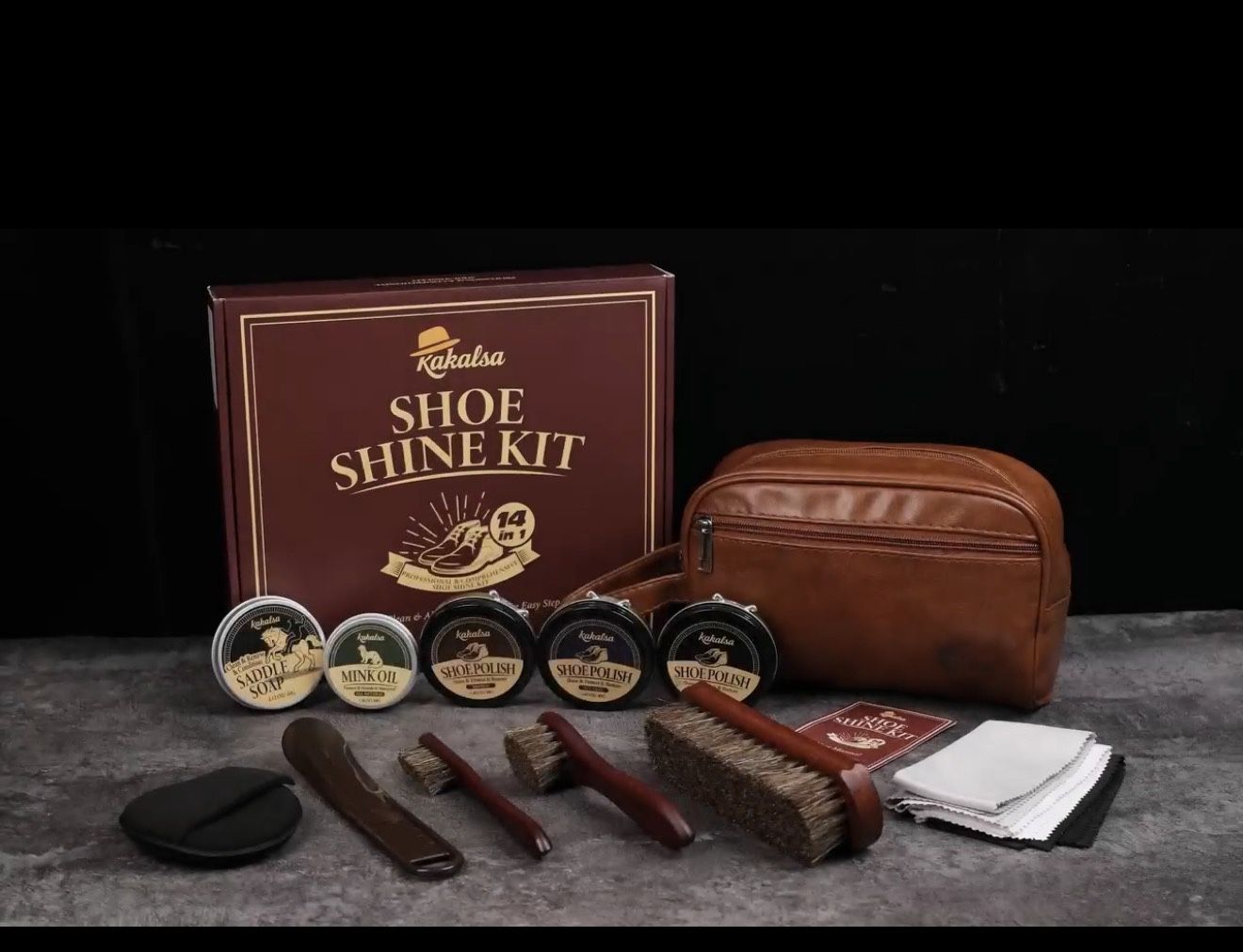 New Shoe Shine Kit, Mens Gifts Ideas 15PCS Shoe Polish Kit Saddle Soap, Mink oil