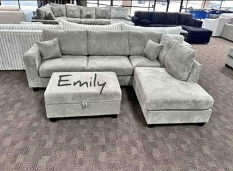 Gorgeous! 3-Pc Corduroy Sectional Sofa With Storage Ottoman (On Sale)