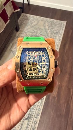Skeleton Watch Green Rubber Strap