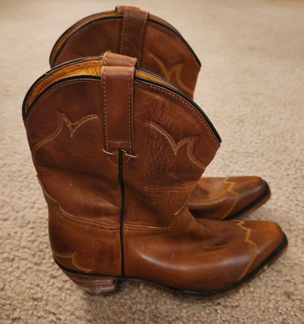 Vintage Adam's Boots Co Brown Leather Cowboy Boots 