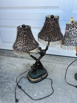 See , Speak, Hear No Evil  Brass Finish Monkey lamp 27 Inch Wood Base