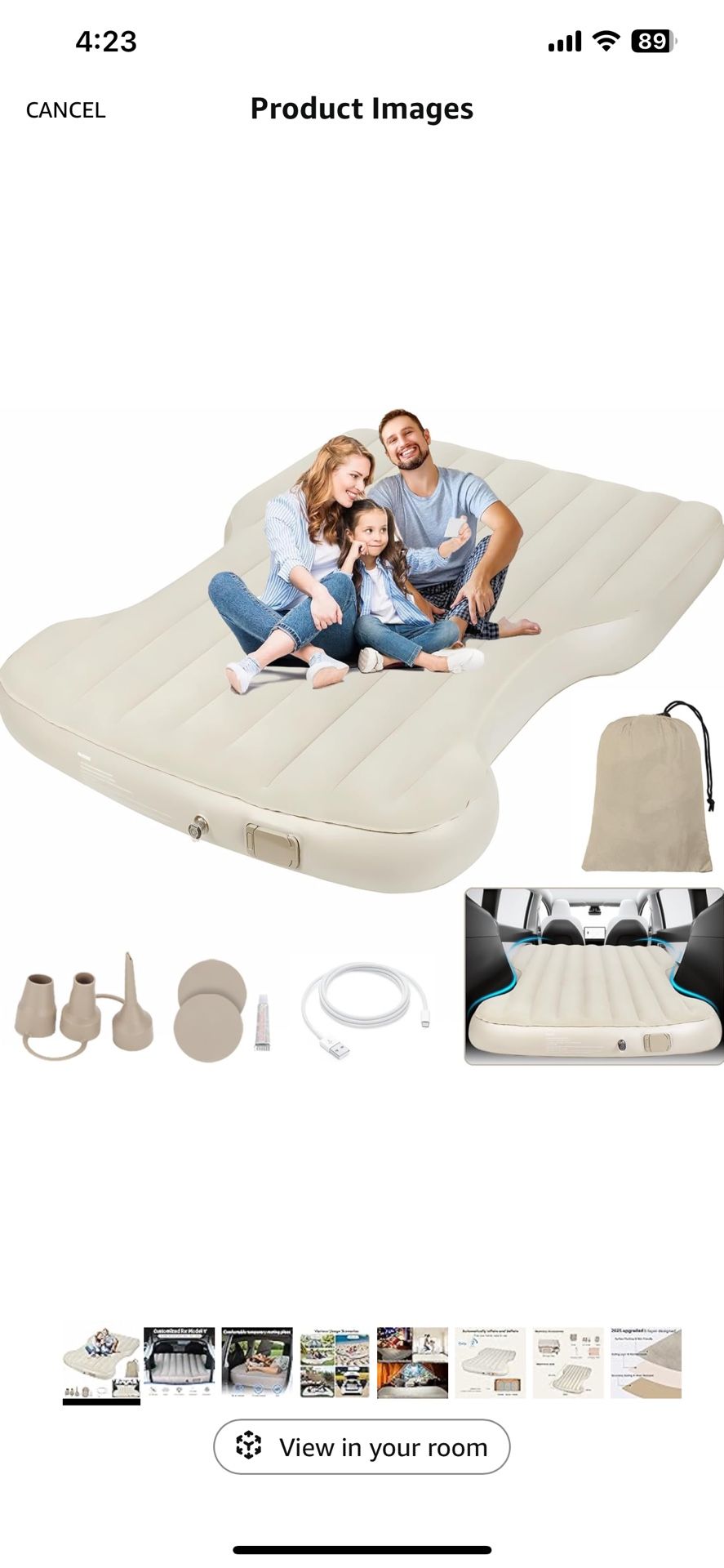 Customized for Model Y Mattress, Self-Inflating Portable Camping Mattress, Comfort Car Sleeping Mat with Wireless Charging Air Pump,Storage Bag, Patch