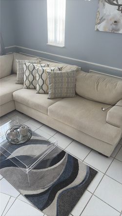 Beige Fabric Sectional Sofa