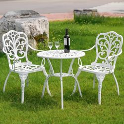 White Cast Aluminum Bistro Set.