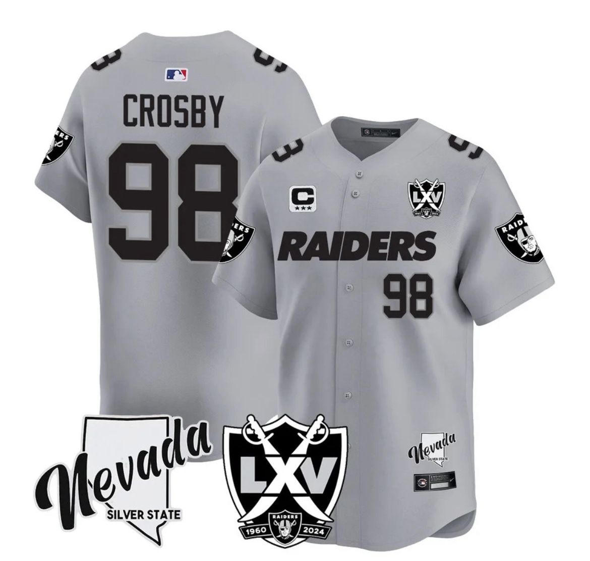Raiders Crosby Baseball Style Jerseys S Thur 3xxx