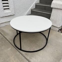 HomComSofa Table Side - Black Table Frame - Modern White