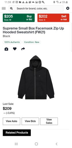 Supreme Small Box Facemask Zip Up Hooded Sweatshirt 

