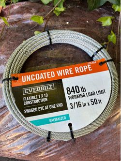 3/16 in. x 50 ft. High Performance Galvanized Uncoated Wire Rope