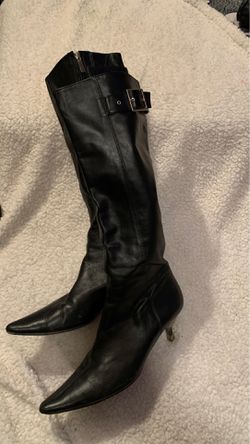 Banana Republic Tall Leather Black Boots Size 7.5 Made in Italy