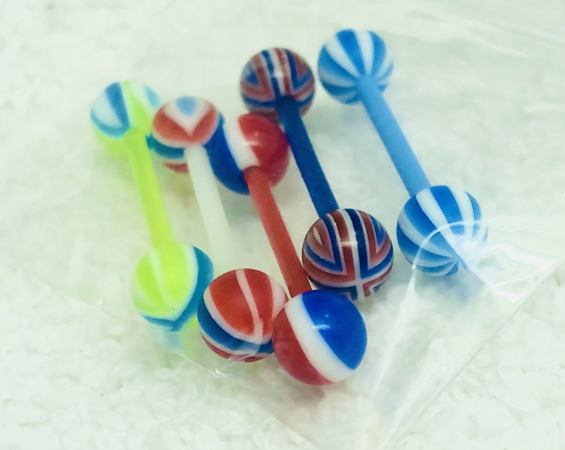 5 New Plastic Tongue Rings