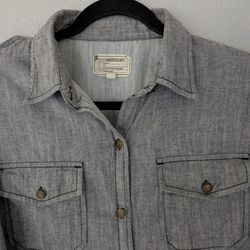 Current Elliott The Perfect Shirt Black Chambray Denim Button Up Size 2