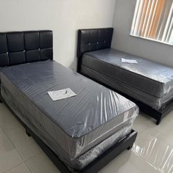 New TWIN SIZE SET BED FRAME WITH MATTRESS EVERYTHING NEW FURNITURE SET Free Delivery 