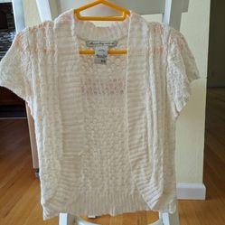 Crochet Knitted Short Sleeve Cardigan - American Rag Cie