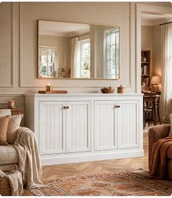 72" W Large Farmhouse Sideboard Buffet Cabinet/tv stand With Barn Doors and Adjustable Shelves Ebren Designs New open box 📦 L-5753