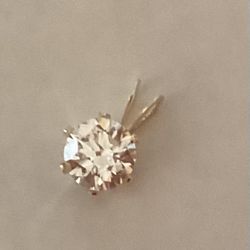 14kyellow Gold Pendant With Choice Of 14k Gold Chain, 18”. W Lab Grown 1 Ct Lab Diamond