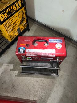 Red Metal Toolbox with Side Drawer craftsmen
