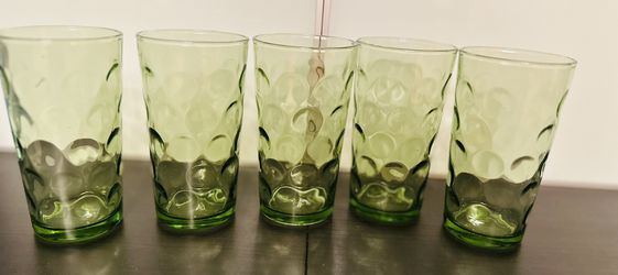 Green Textured Drinking Glasses - Set of 5
