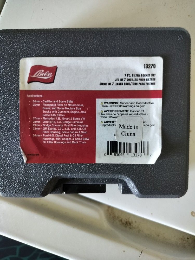 Lisle 13270 Oil Filter Socket Set
