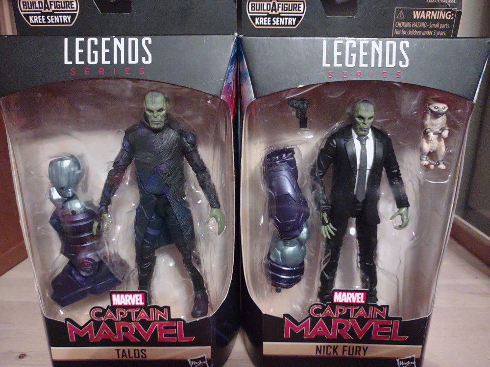 Marvel Legends Captain Marvel Secret Invasion Talos And Custom Skrull Nick Fury  Avengers Action Figure Lot.