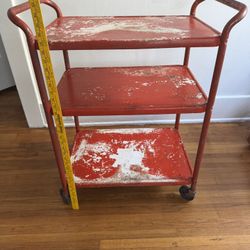 vintage red bar cart